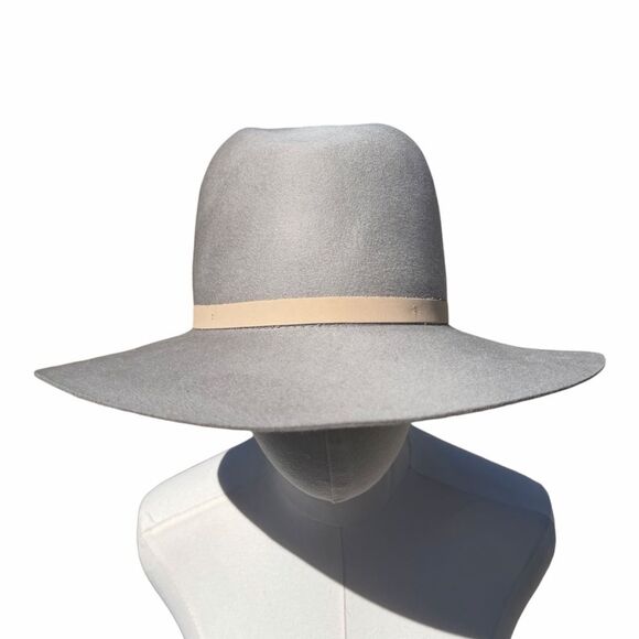 Janessa Leone Drew Wool Fedora Hat Gray Small Wide Brim 3.5” Minimalist Rancher main image 7